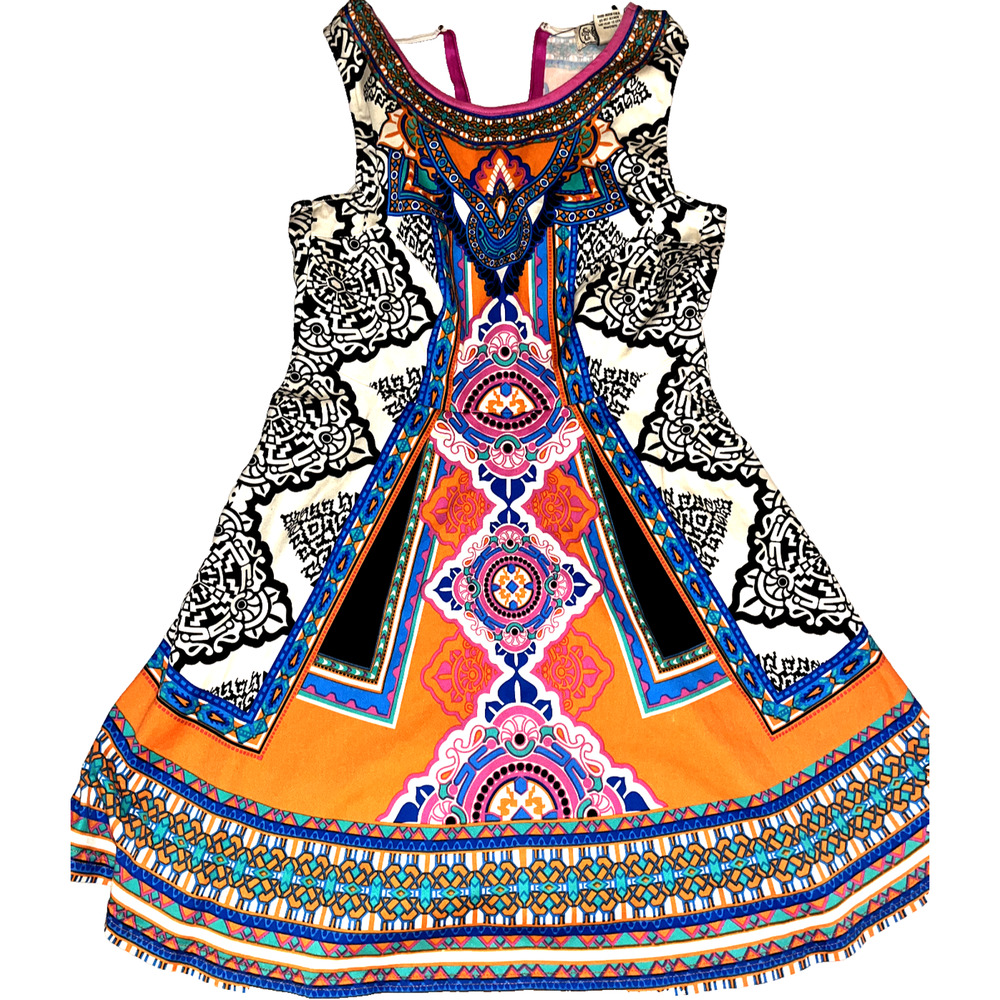 FLYING TOMATO SLEEVELESS SHORT DRESS FLARE ORANGE BLACK LARGE MEDIUM RUNS SMALL